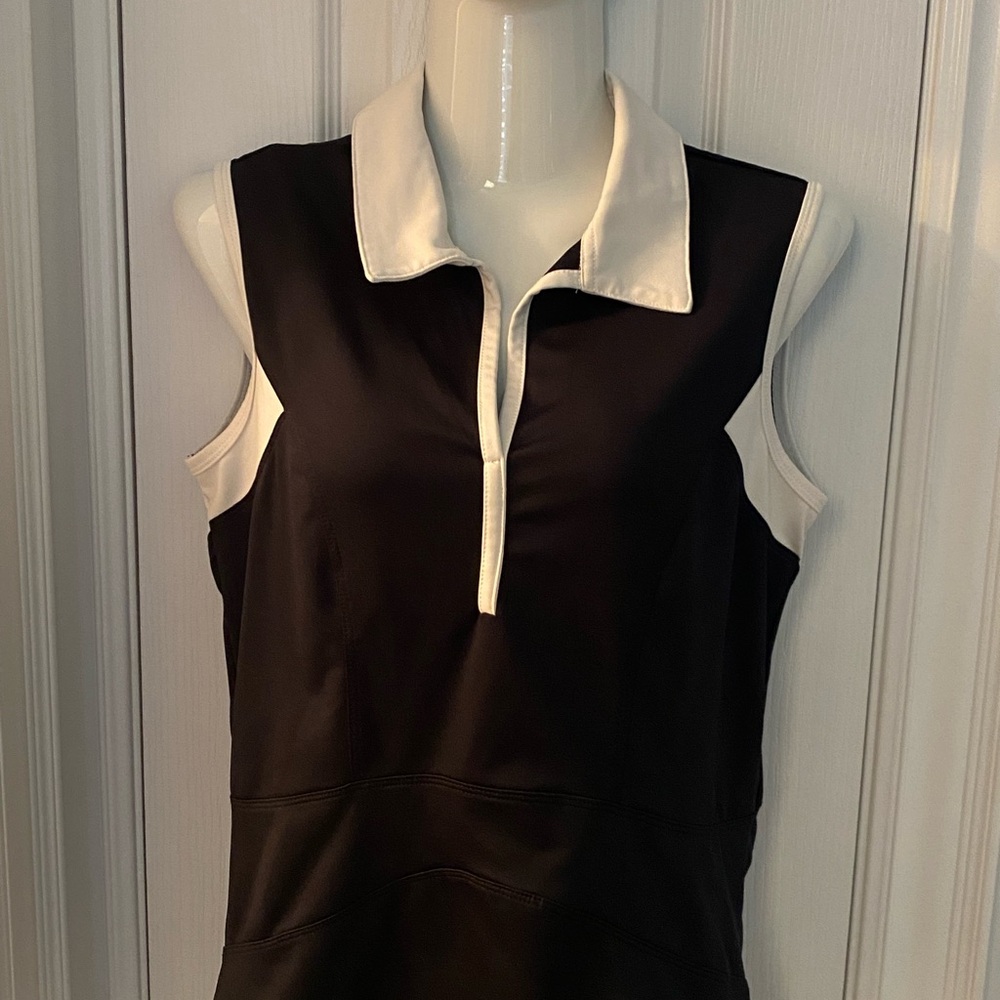 Black and White Sleeveless Golf Shirt